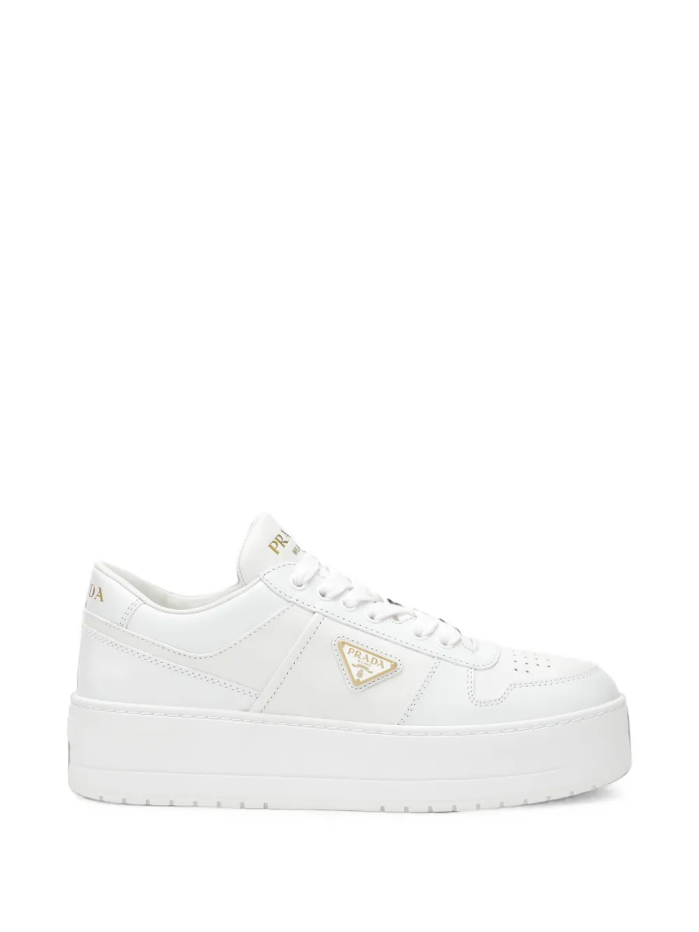 Prada logo-plaque flatform sneakers Wit