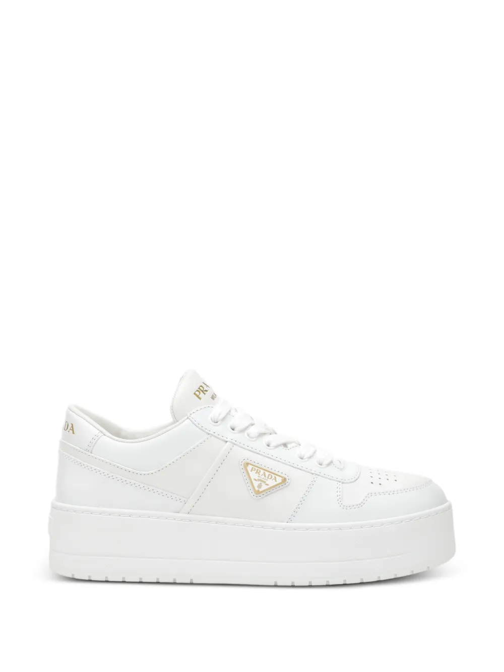 Prada logo-plaque flatform sneakers - Bianco