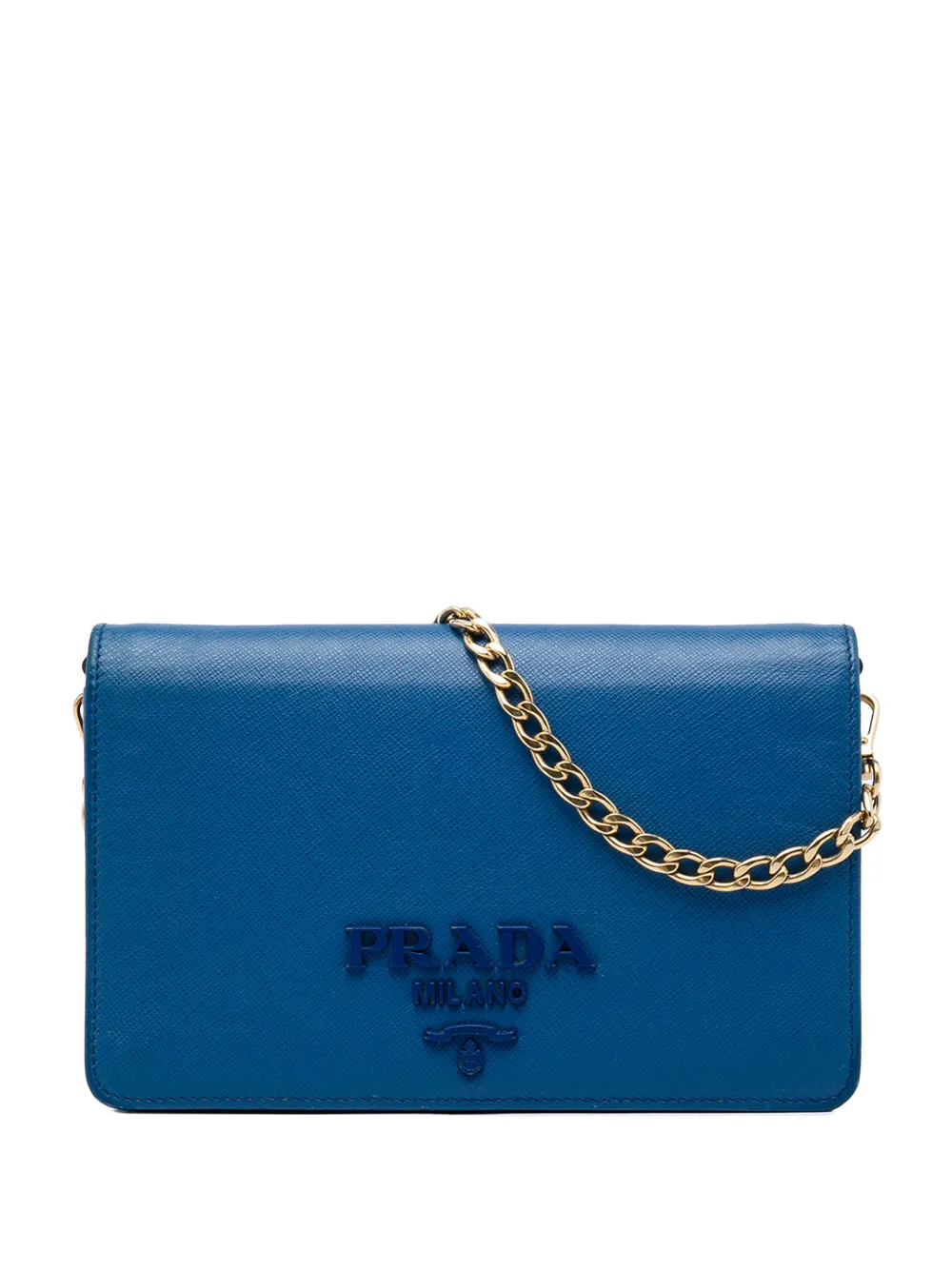 Prada Pre-Owned 2010-2026 Saffiano Lux Monochrome Wallet on Chain crossbody bag - Blu