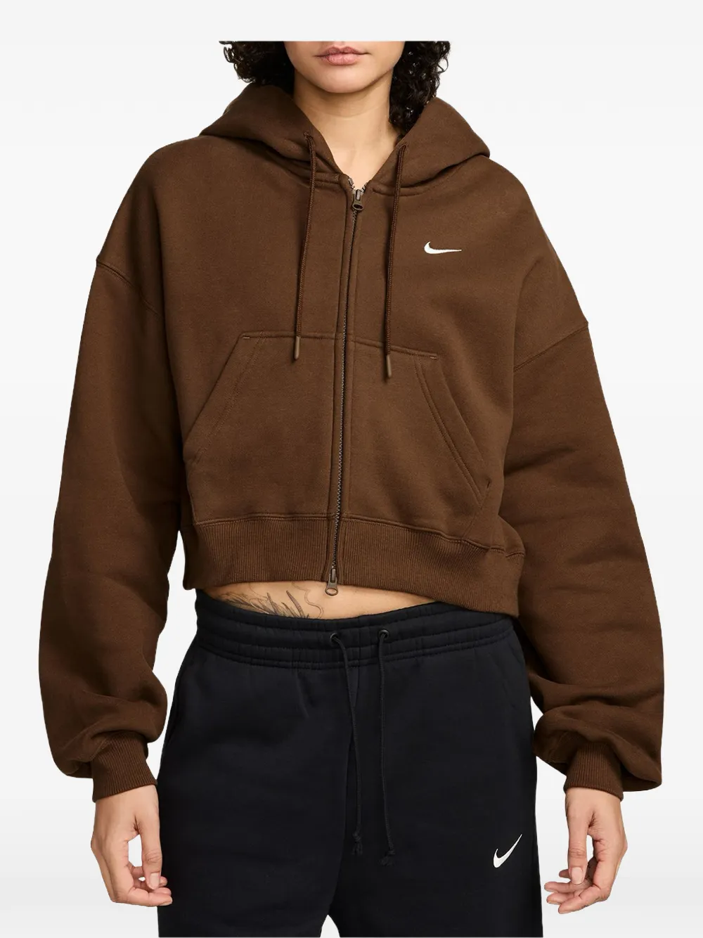 Nike Studio Fleece cropped hoodie - Marrone