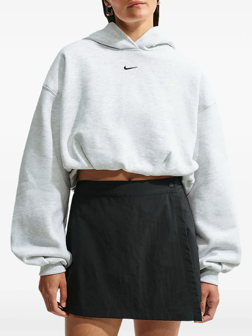 Nike Studio Fleece cropped hoodie Grijs