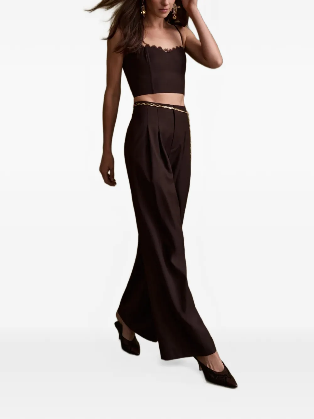 HEVRON Mireya pleated wide-leg trousers Bruin