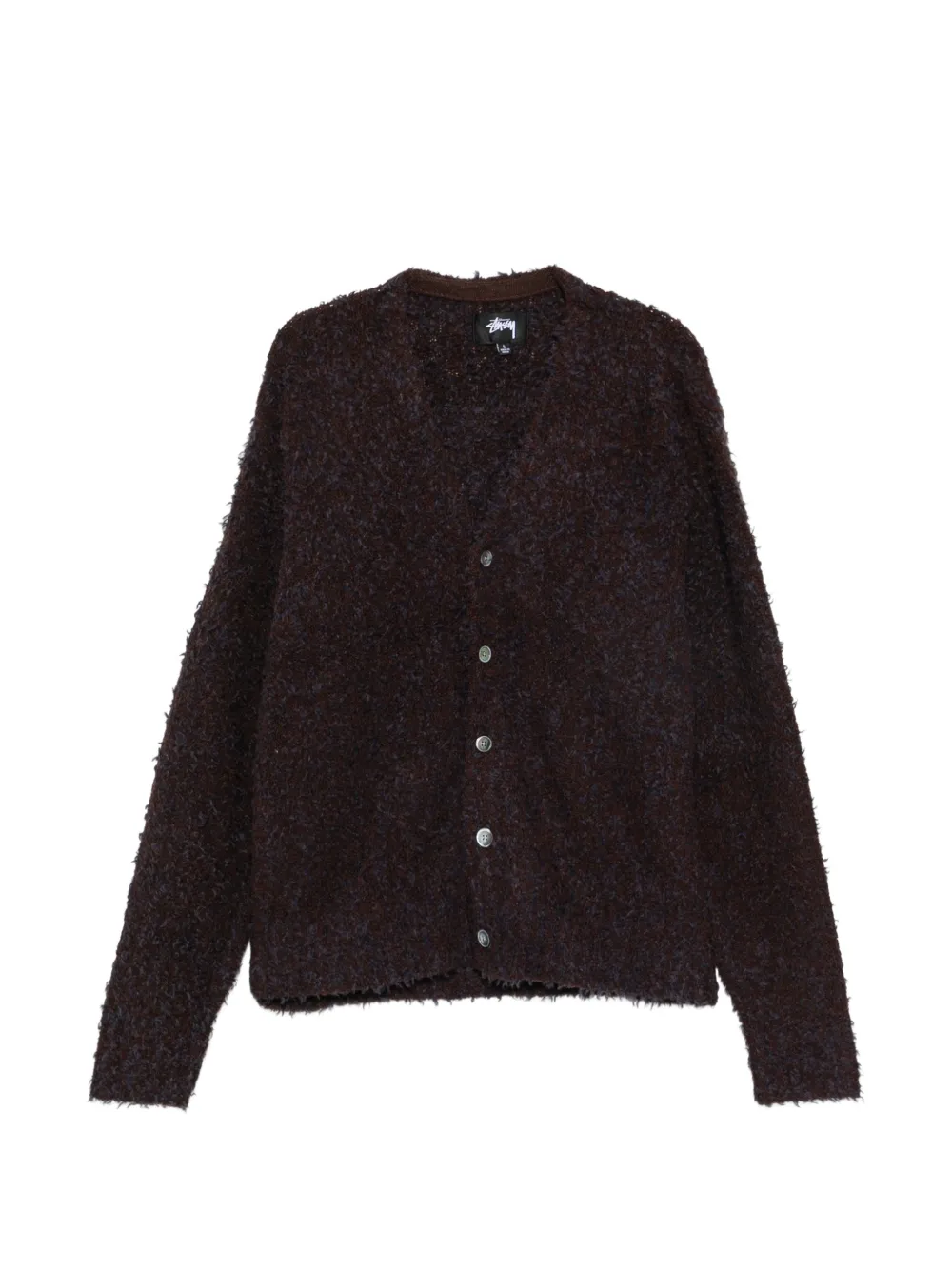 Stüssy bouclé-knit V-neck cardigan - Blue