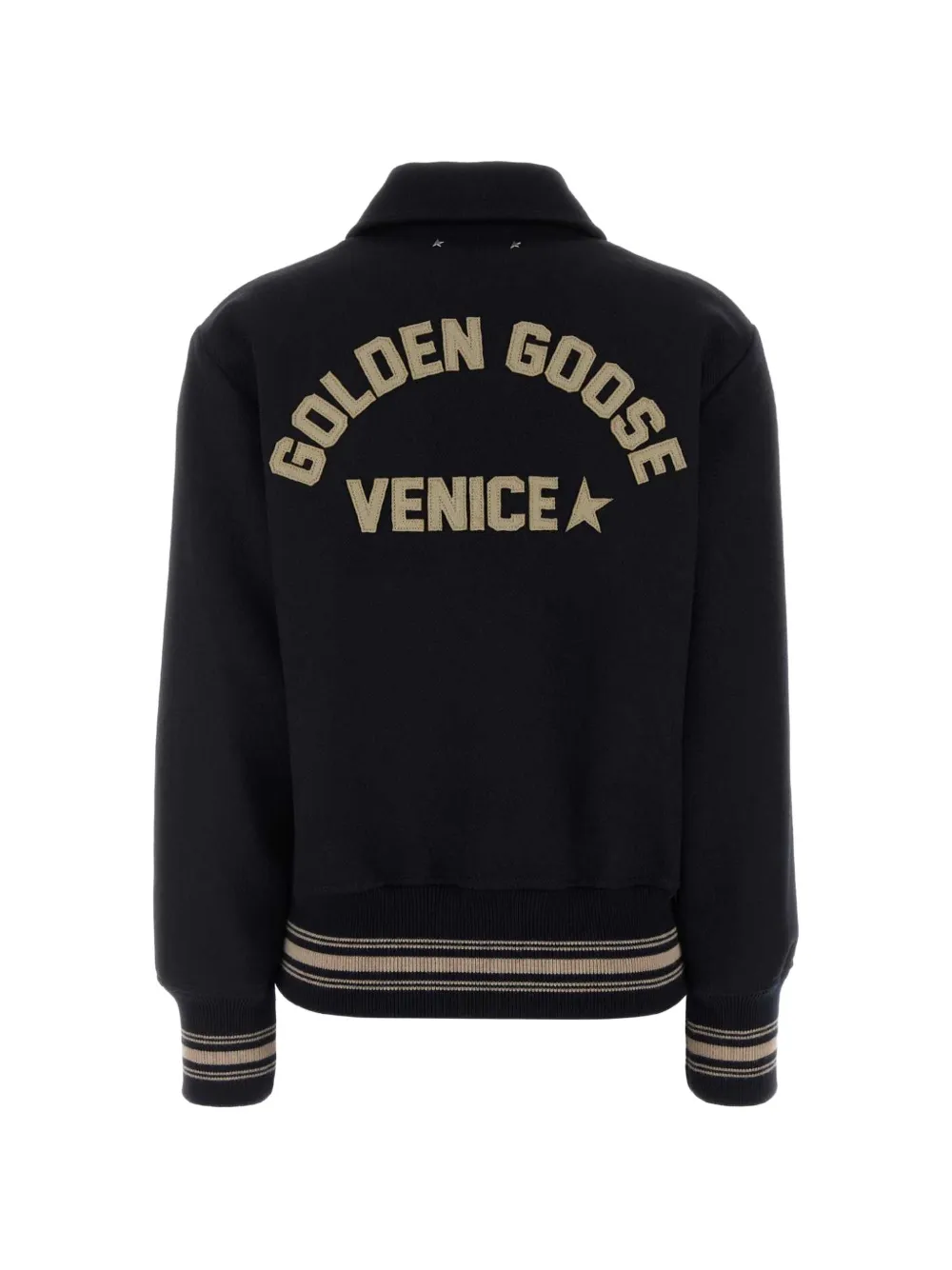 Golden Goose Bomberjack van middernachtblauw wol met borduurwerk