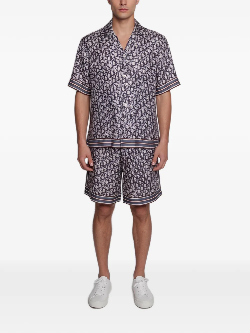 Christian Dior Pre-Owned Pixel Oblique print silk set - Blu