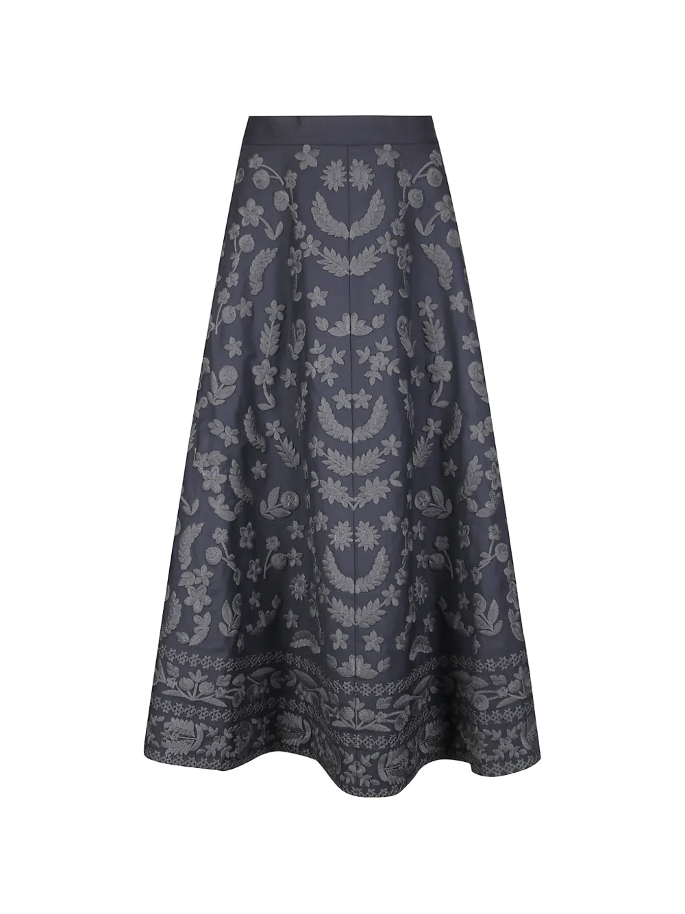Antik Batik Bertille floral-embroidered flared midi skirt - Nero
