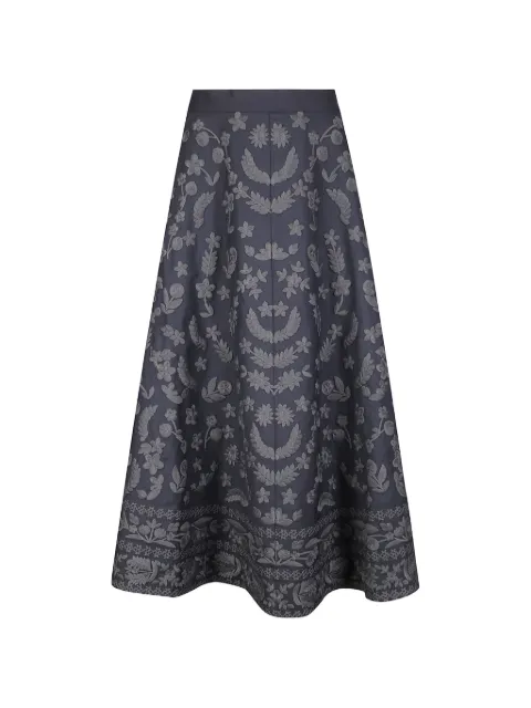 Antik Batik Bertille floral-embroidered flared midi skirt