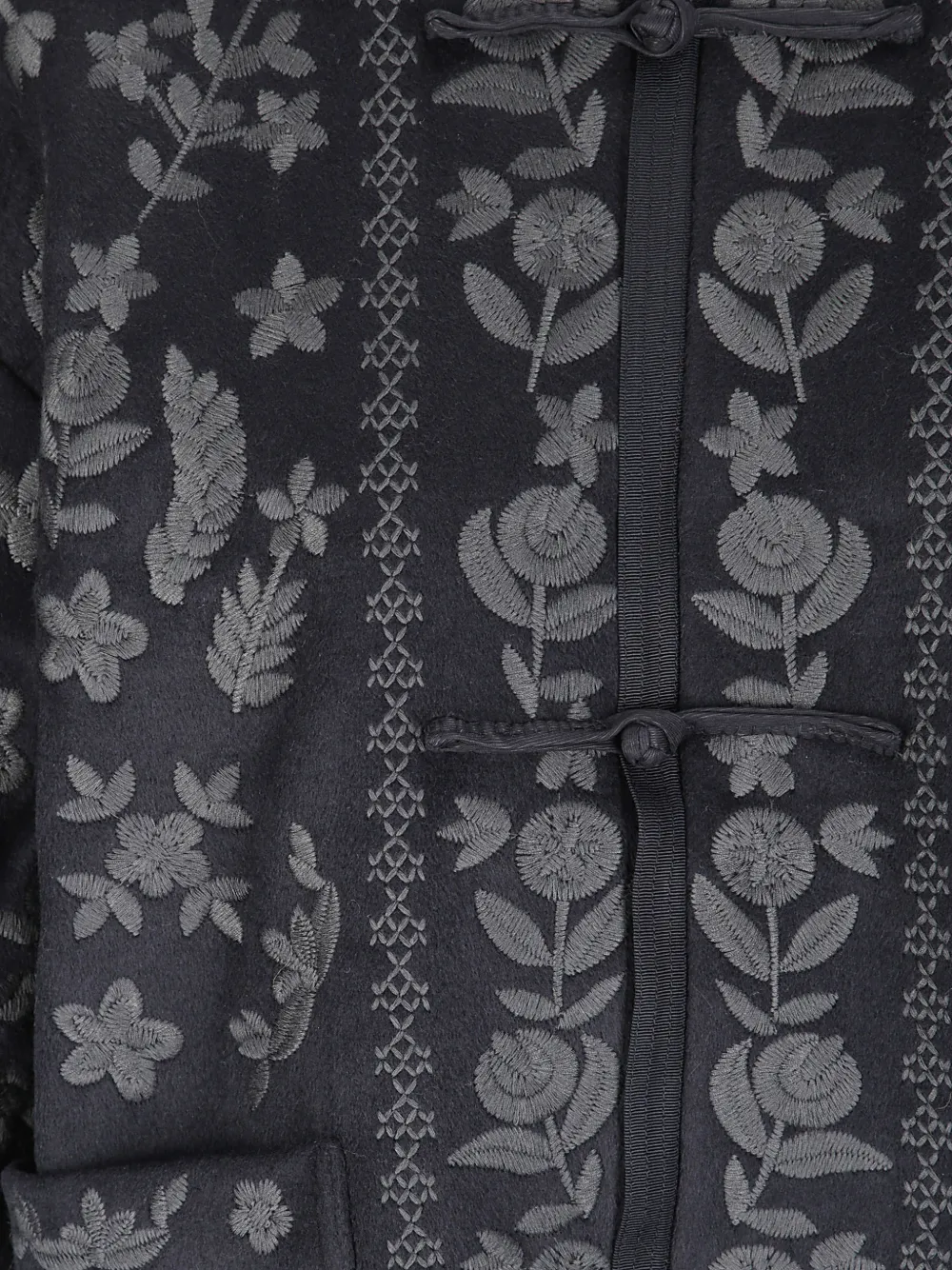 Antik Batik Bertille jack met geborduurde bloemen Zwart