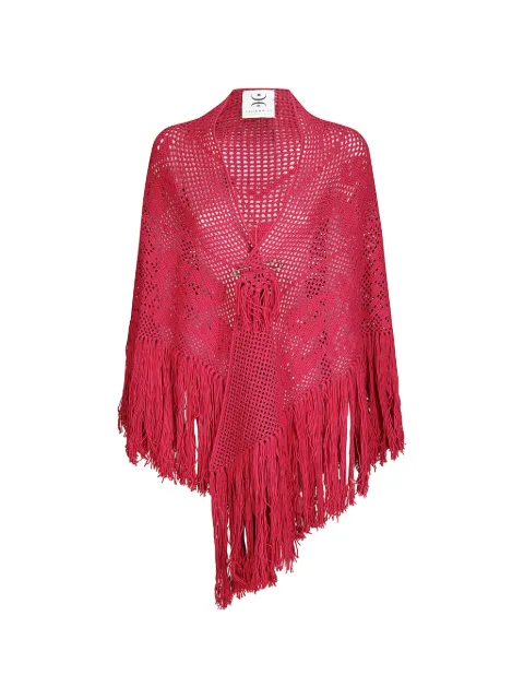 Chiara Is Peonia fringe-trim poncho