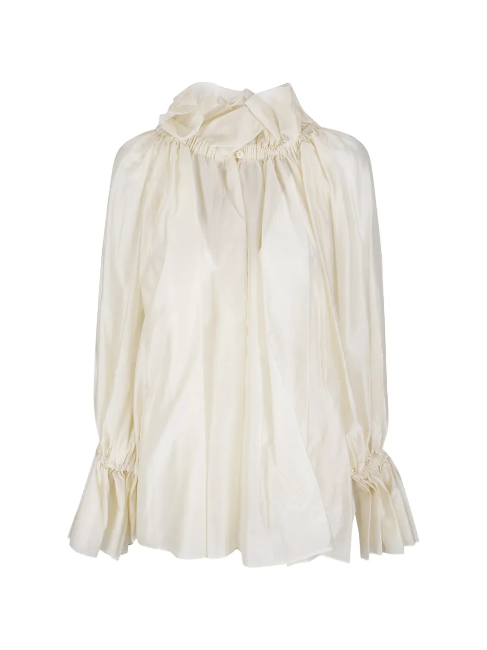 THELATEST Estelle gathered ruffle-neck blouse - Neutrals