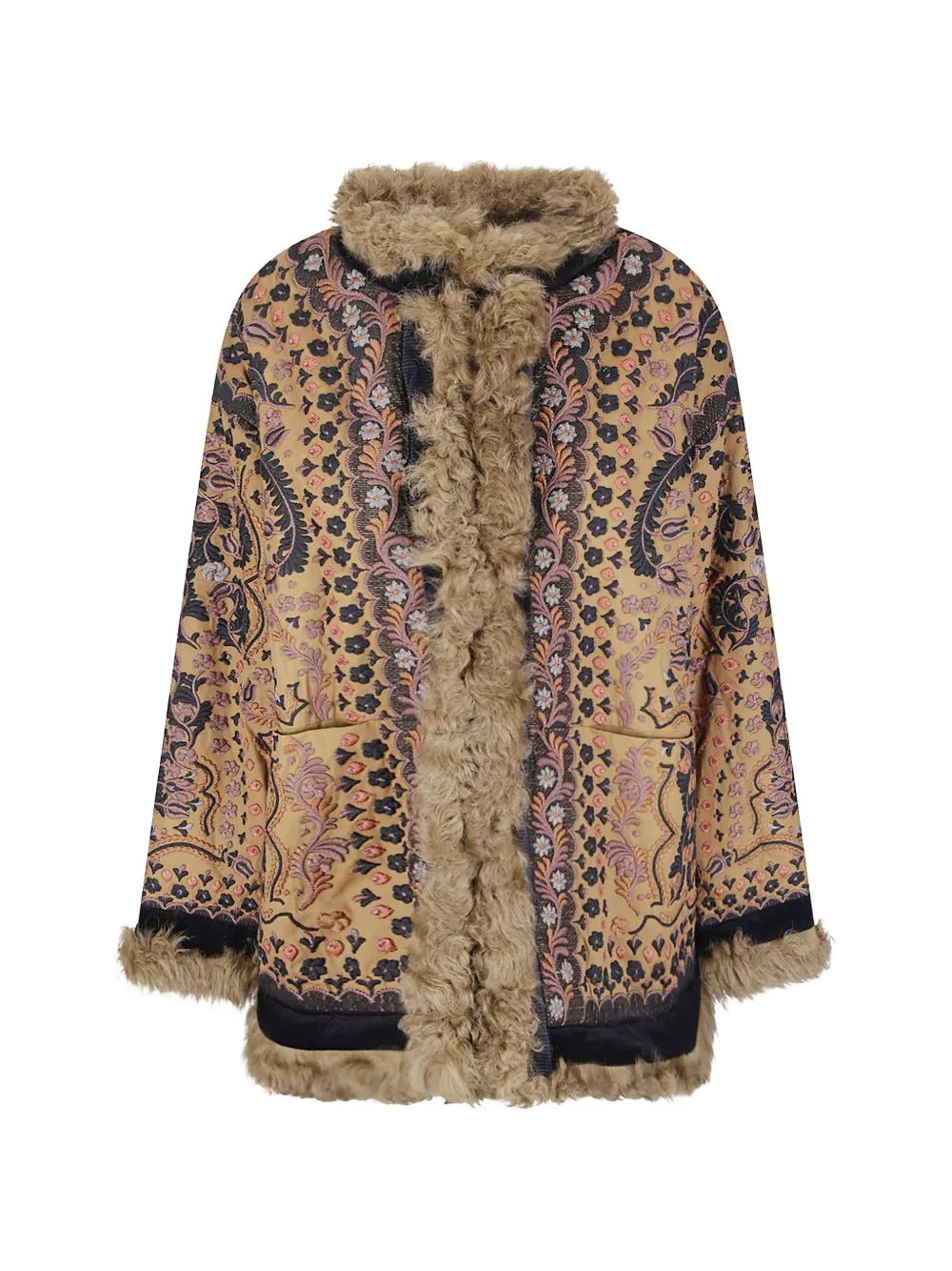 Antik Batik veste Ivan brodée et bordée de fourrure - Marron Antik Batik veste Ivan brodée et bordée de fourrure - Marron
