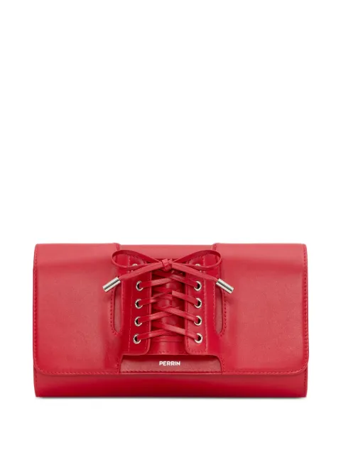 Perrin Paris La Corsette laced-up leather clutch bag