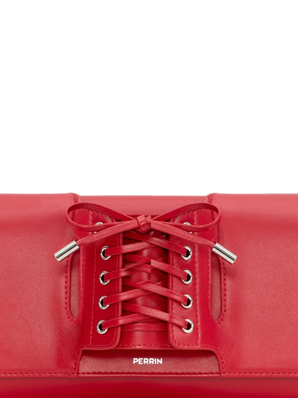 Perrin Paris La Corsette laced-up leather clutch bag Rood