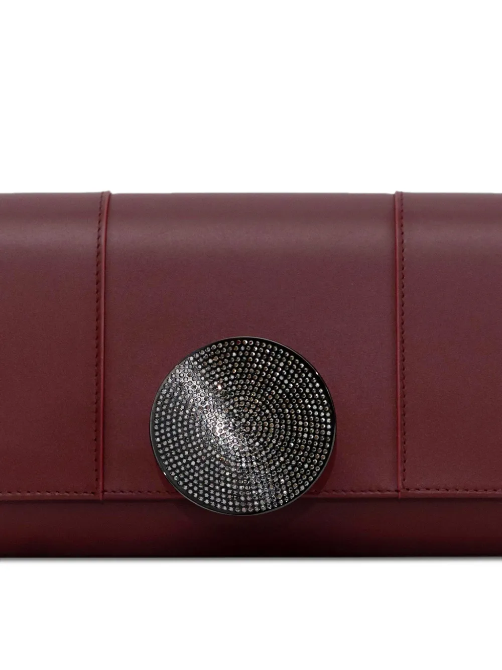 Perrin Paris Le Disque Strass leather clutch bag Rood