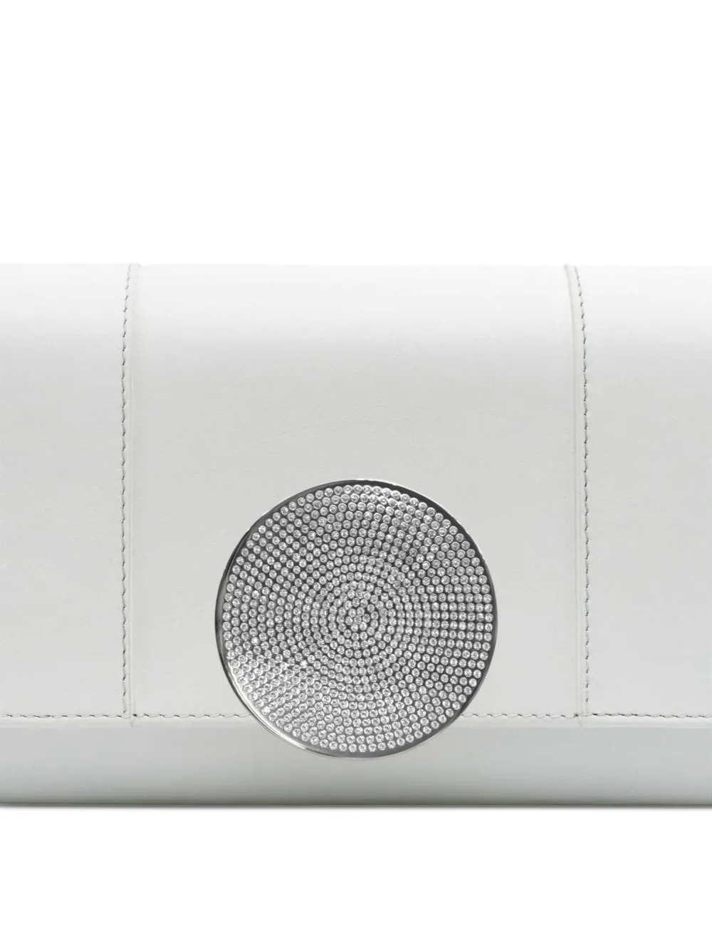 Perrin Paris Le Disque leren clutch met stras Wit