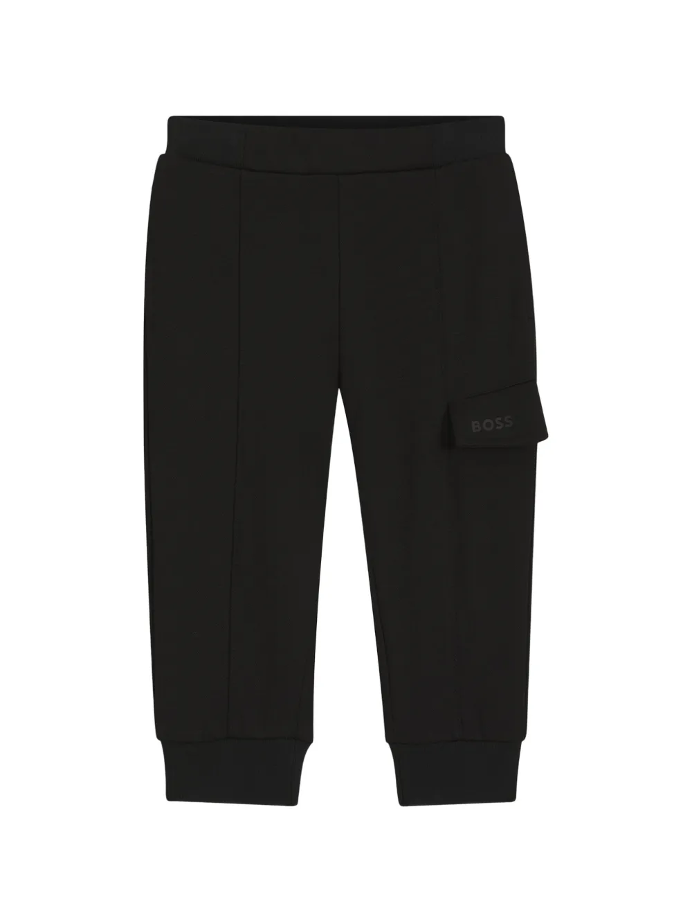 BOSS Kidswear Cargo broek van stretch piqué stof Zwart