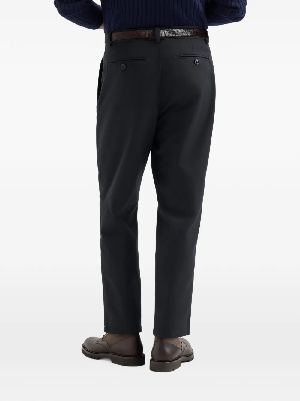 Brunello Cucinelli Ergonomische gabardine broek van katoen en scheerwol Blauw