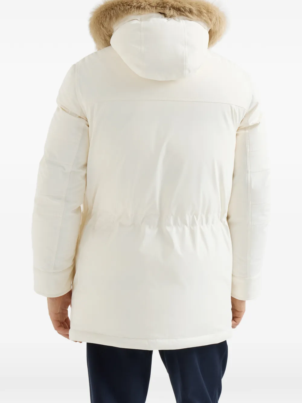 Brunello Cucinelli Parka van verlijmd stretch-nylon met Thermore -vulling en lammy inzetstuk Beige