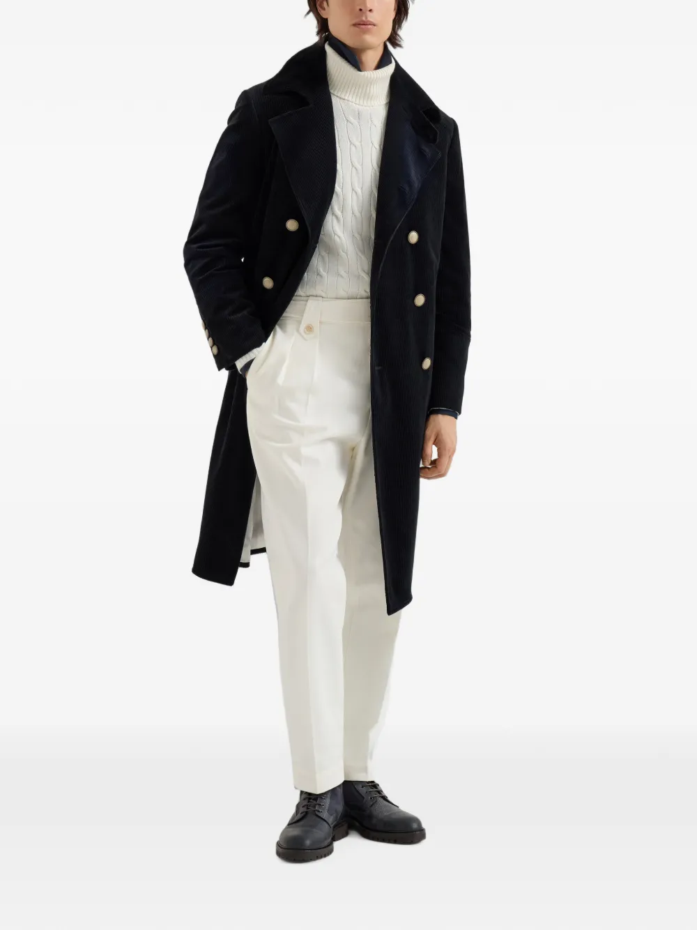 Brunello Cucinelli Kasjmier kabelgebreide coltrui Beige
