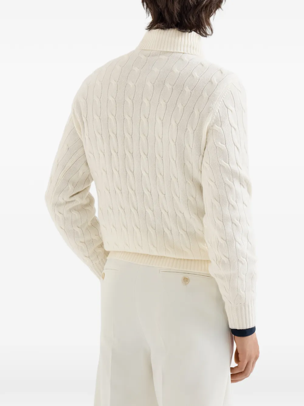 Brunello Cucinelli Kasjmier kabelgebreide coltrui Beige