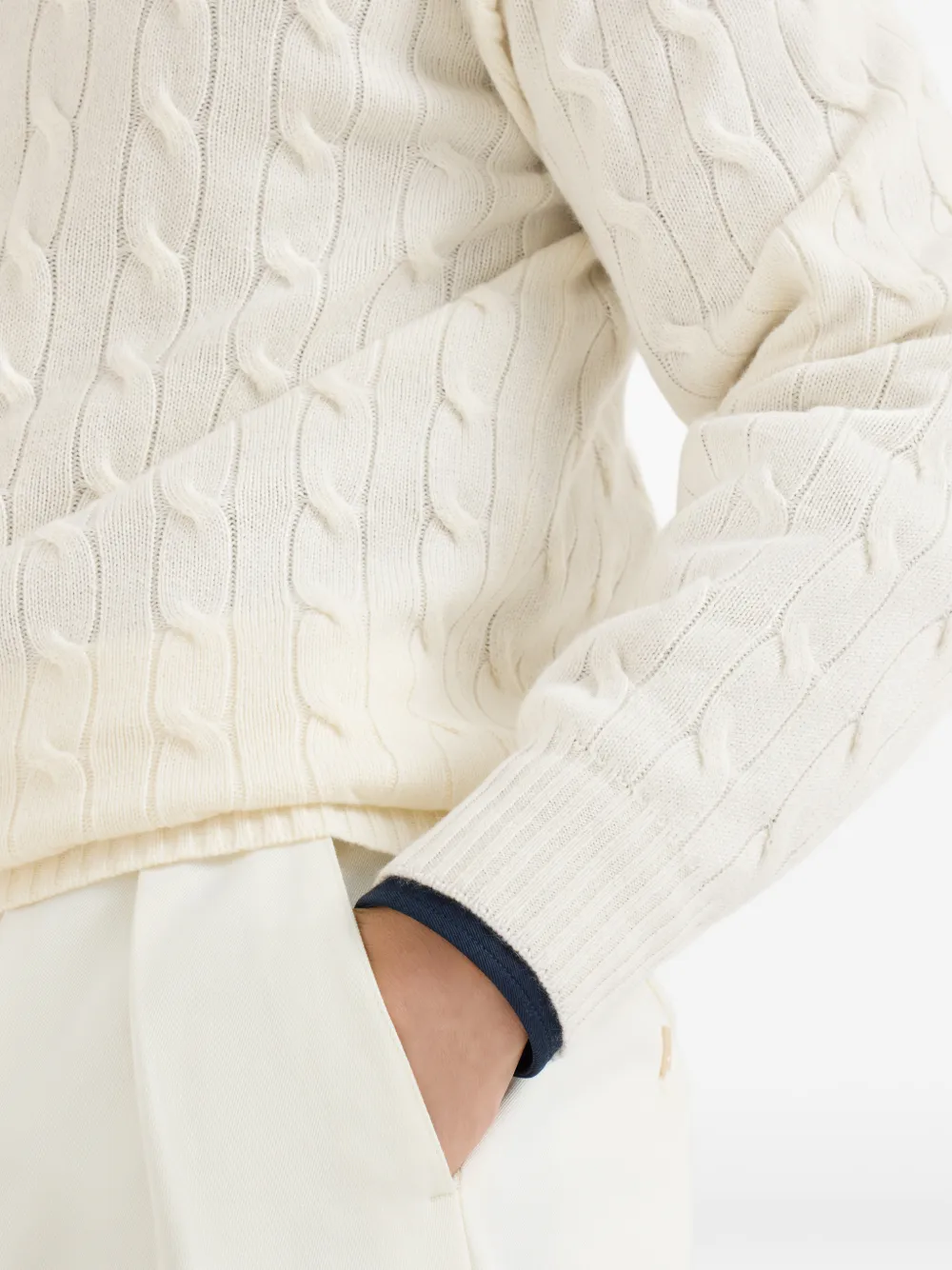 Brunello Cucinelli Kasjmier kabelgebreide coltrui Beige