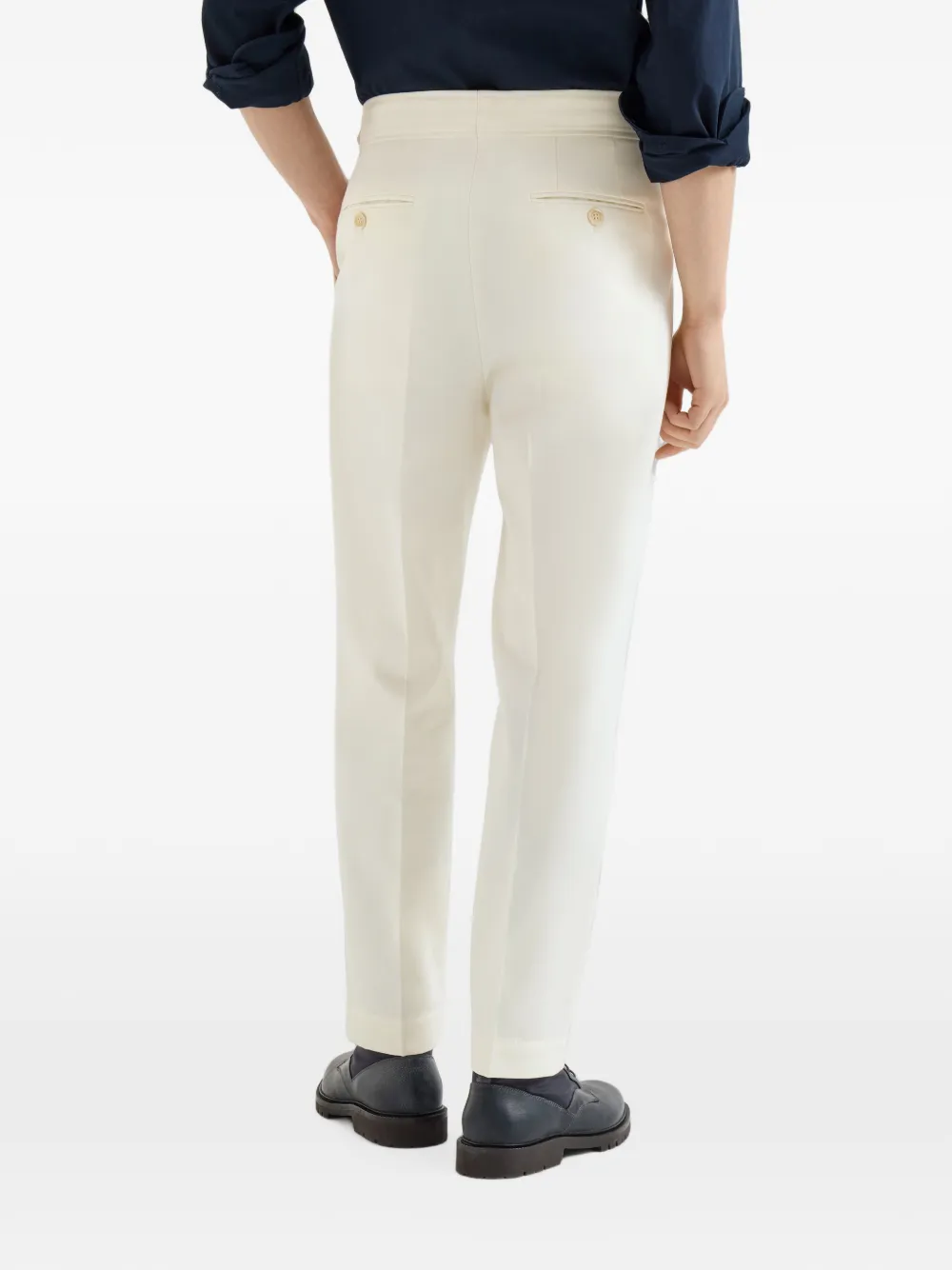 Brunello Cucinelli Gabardine broek met dubbele plooien en taillelipjes Beige