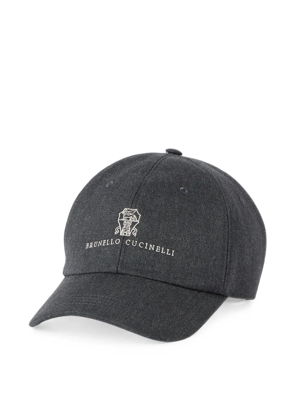 Brunello Cucinelli Honkbalpet van katoenen en scheerwollen gabardine met geborduurd logo Grijs