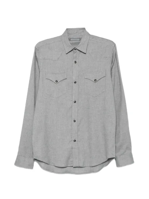 Canali long-sleeve flap-pocket shirt