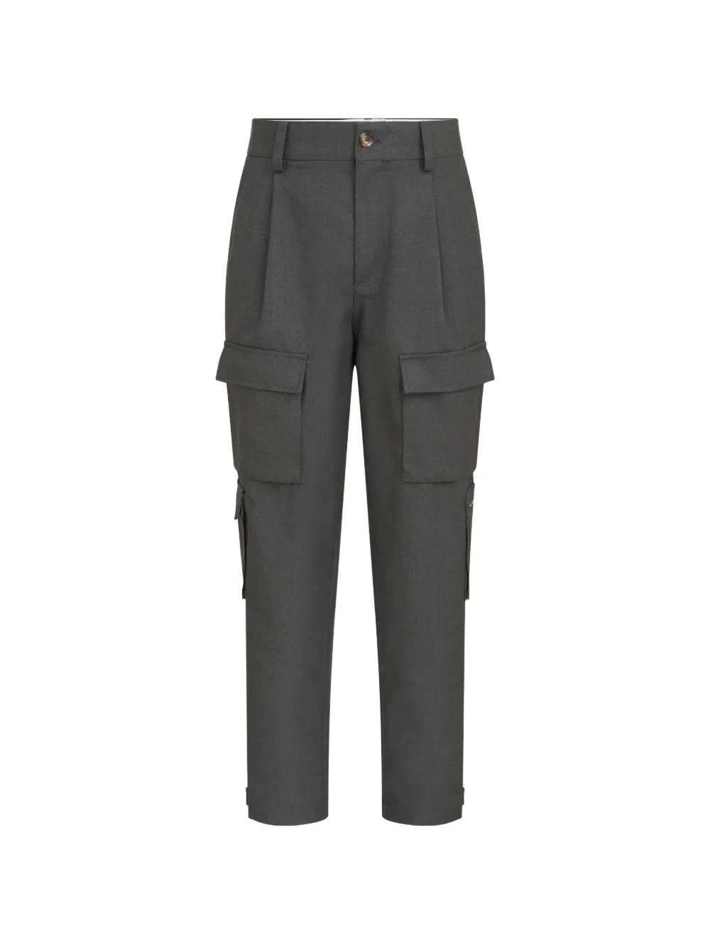 Brunello Cucinelli virgin wool diagonal multipocket cargo trousers - Grey