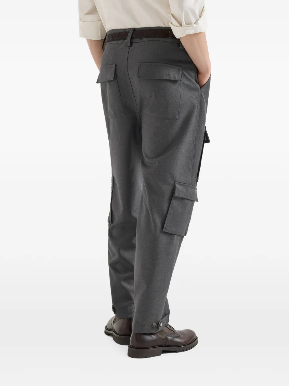 Brunello Cucinelli Cargobroek met diagonale structuur en meerdere zakken Grijs