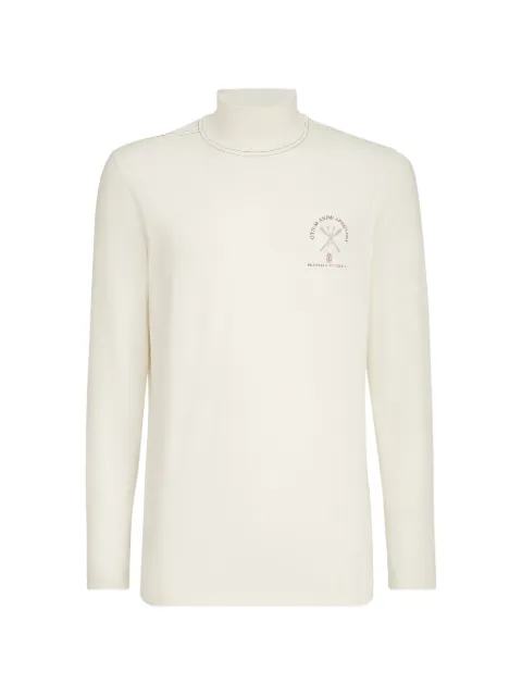 Brunello Cucinelli comfort silk jersey long sleeve T-shirt with embroidery