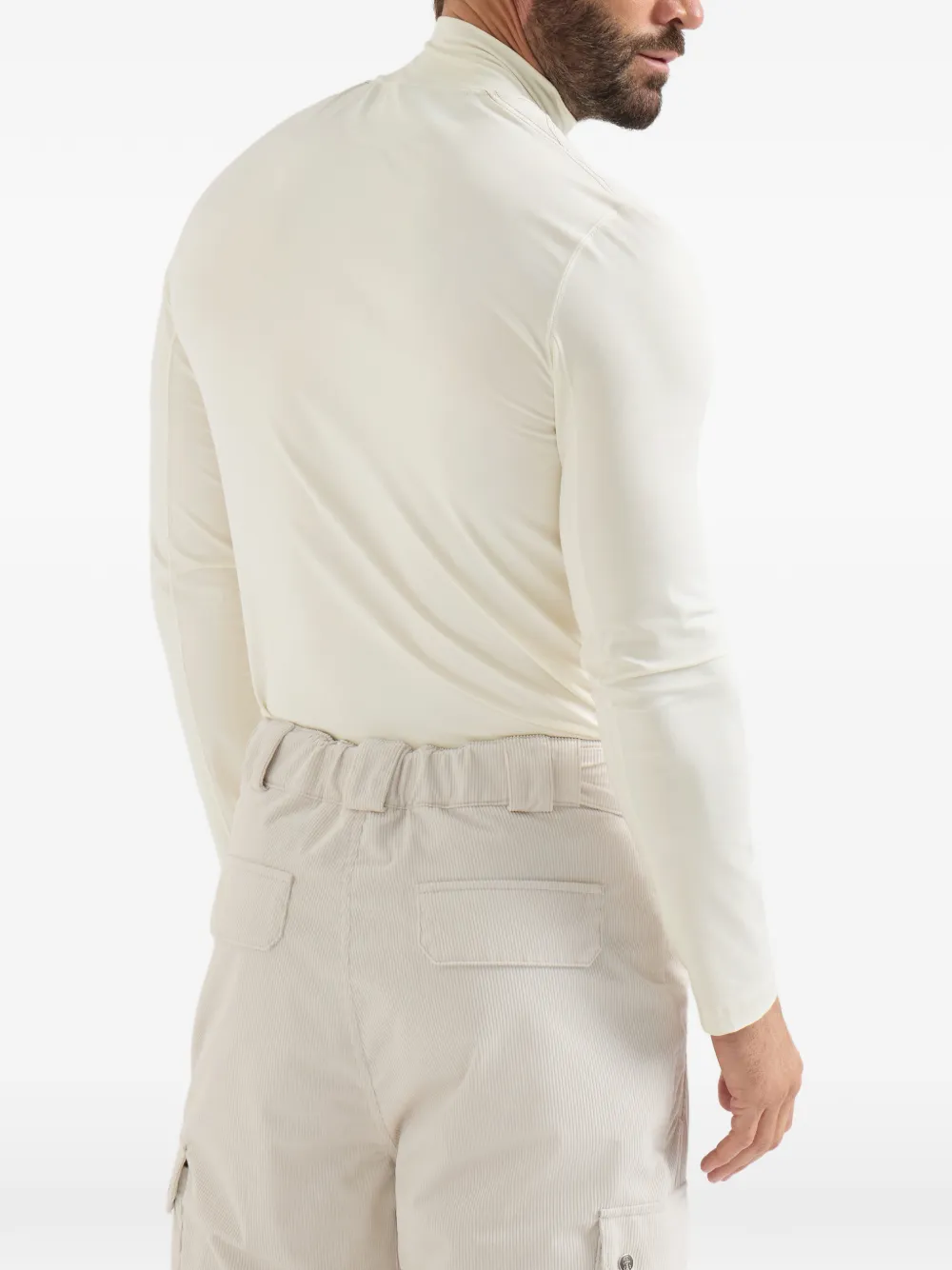 Brunello Cucinelli Comfort zijden jersey T-shirt met lange mouwen en borduurwerk Beige