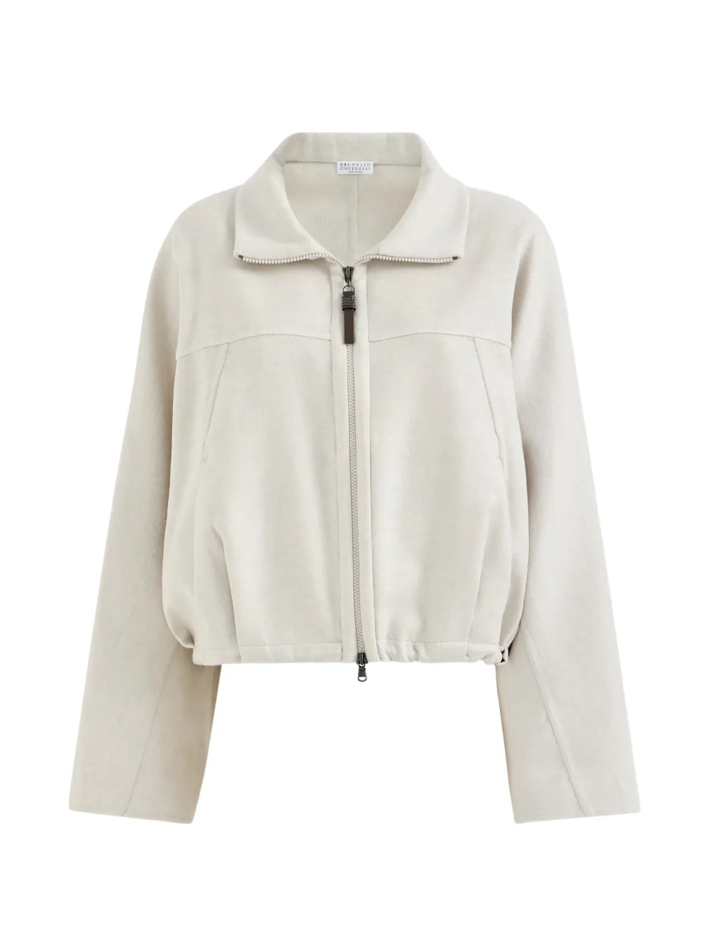 Brunello Cucinelli hand-crafted bomber jacket in virgin-wool double-cloth with monili - Nude
