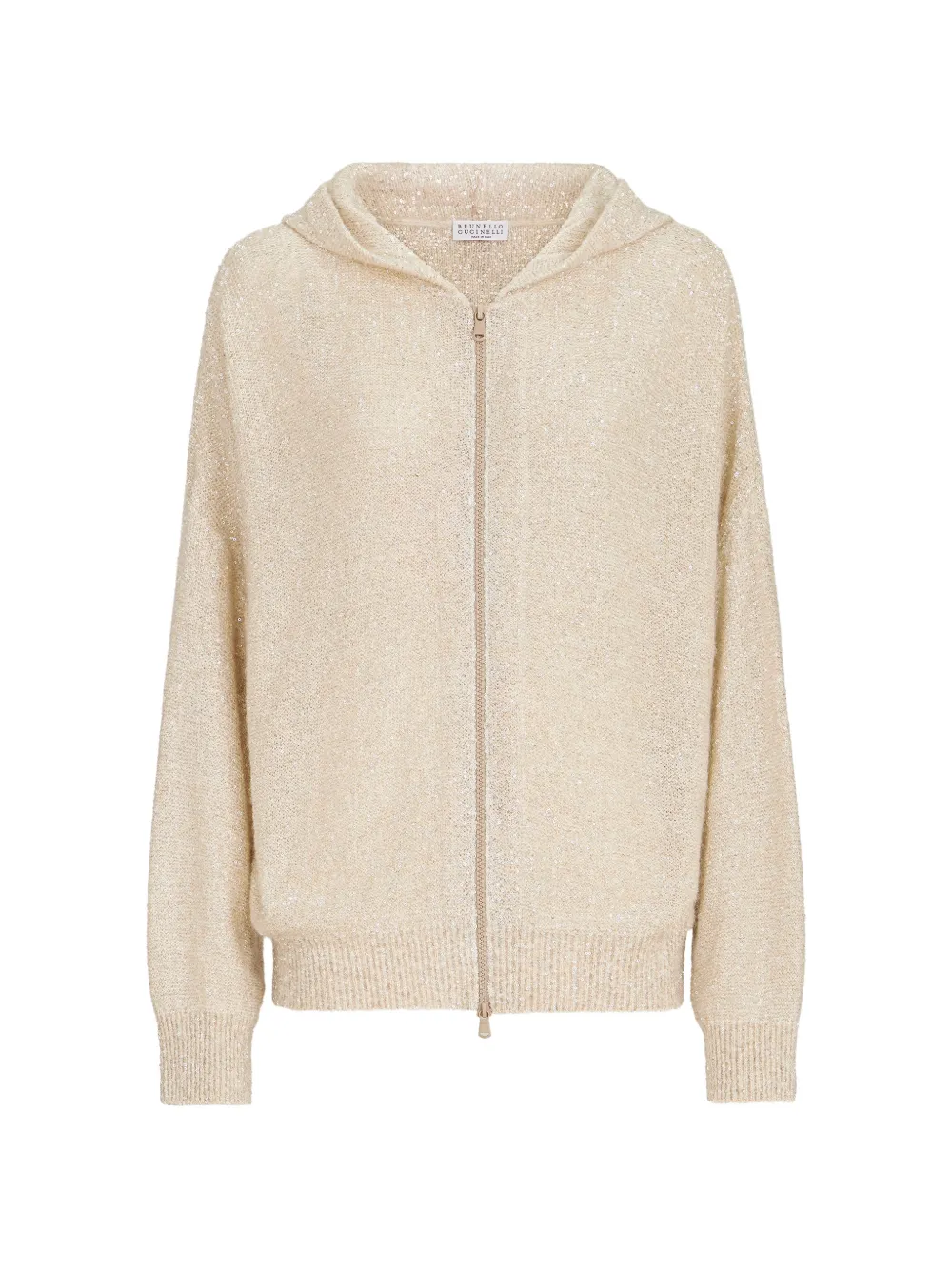 Brunello Cucinelli dazzling texture mohair and wool hooded cardigan with zip - Neutrals