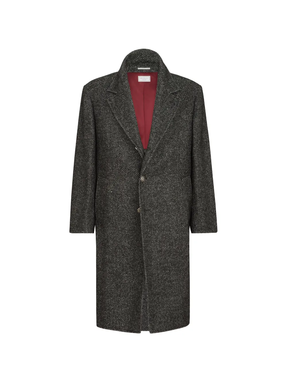 Brunello Cucinelli virgin wool and alpaca Chevron coat with metal buttons - Grey