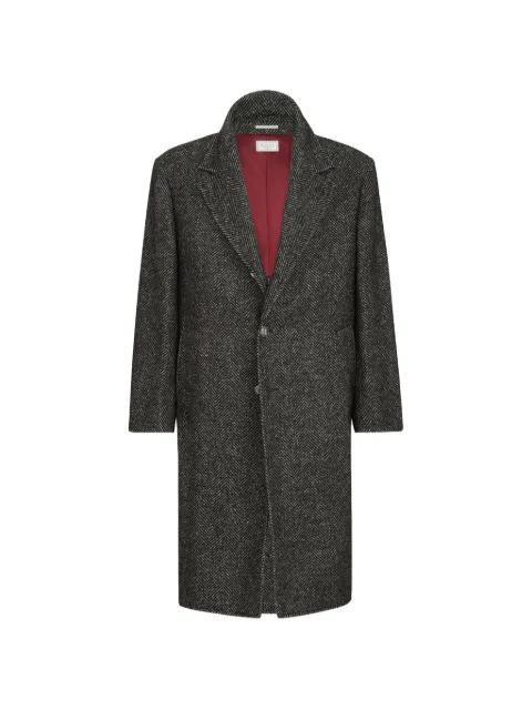 Brunello Cucinelli virgin wool and alpaca Chevron coat with metal buttons
