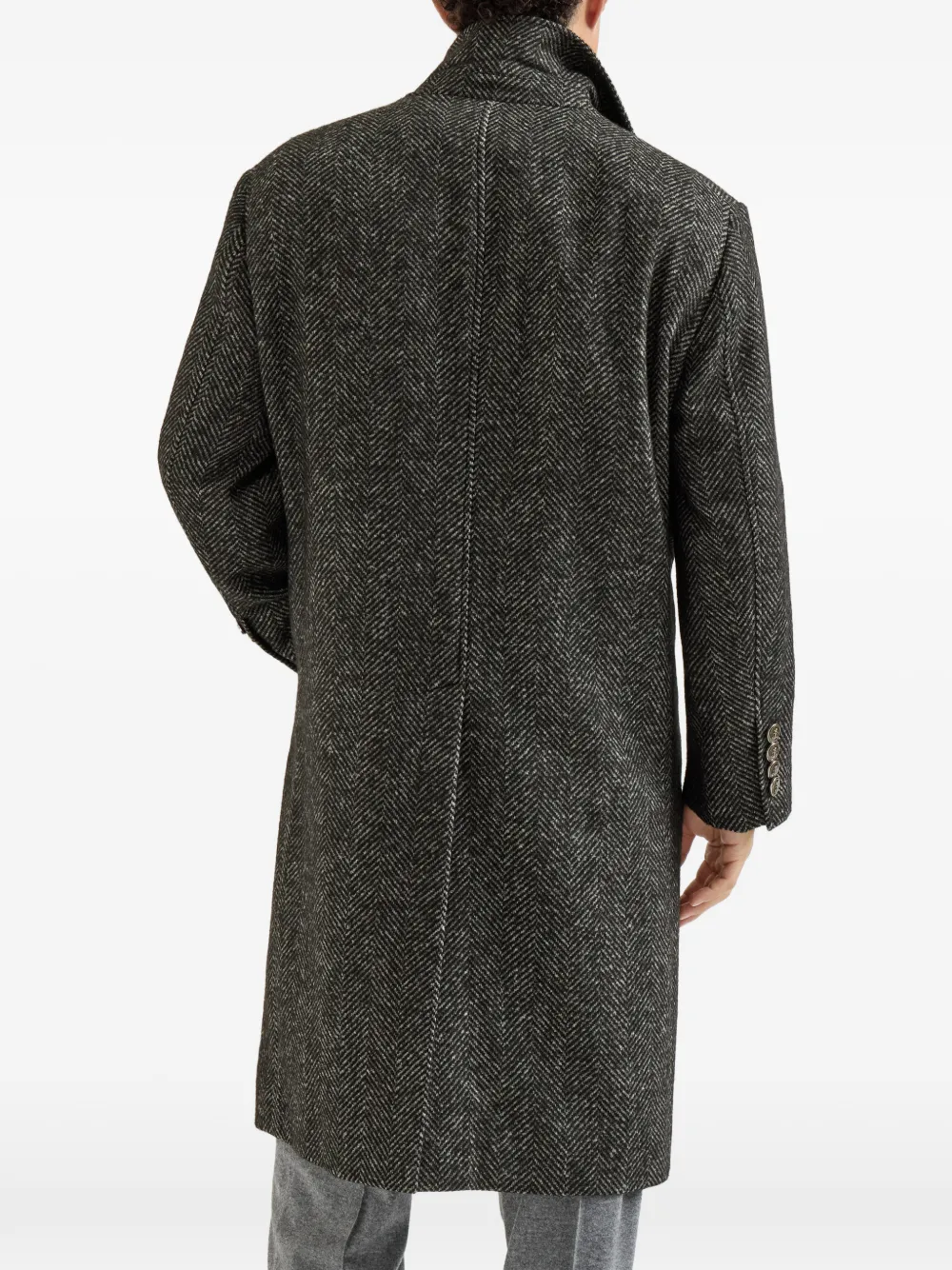 Brunello Cucinelli Jas van scheerwol en alpaca met Chevron-patroon en metalen knopen Grijs