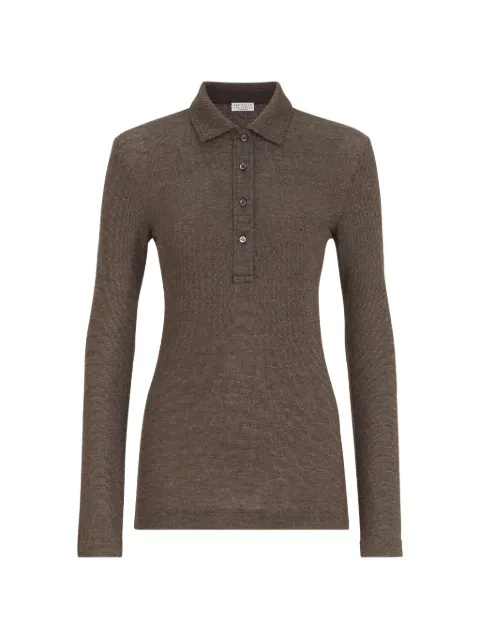 Brunello Cucinelli sparkling virgin-wool jersey polo shirt