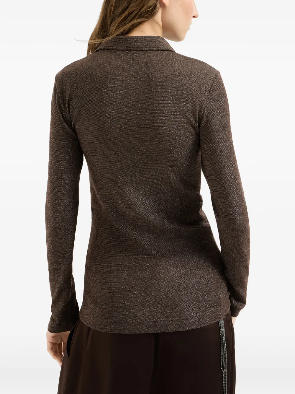 Brunello Cucinelli Glanzend jersey poloshirt van scheerwol Bruin