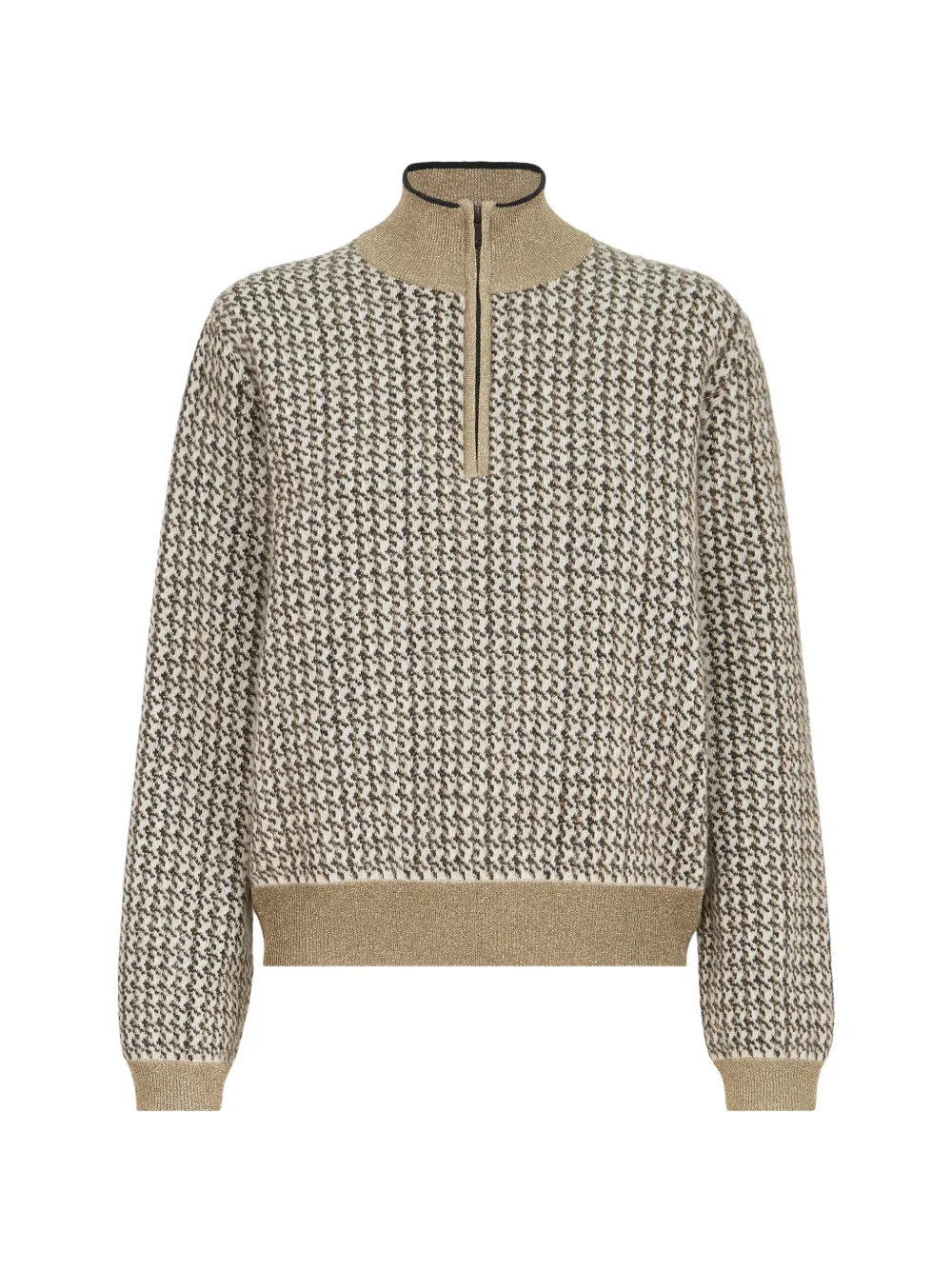 Brunello Cucinelli houndstooth half-zip sweater - Neutrals