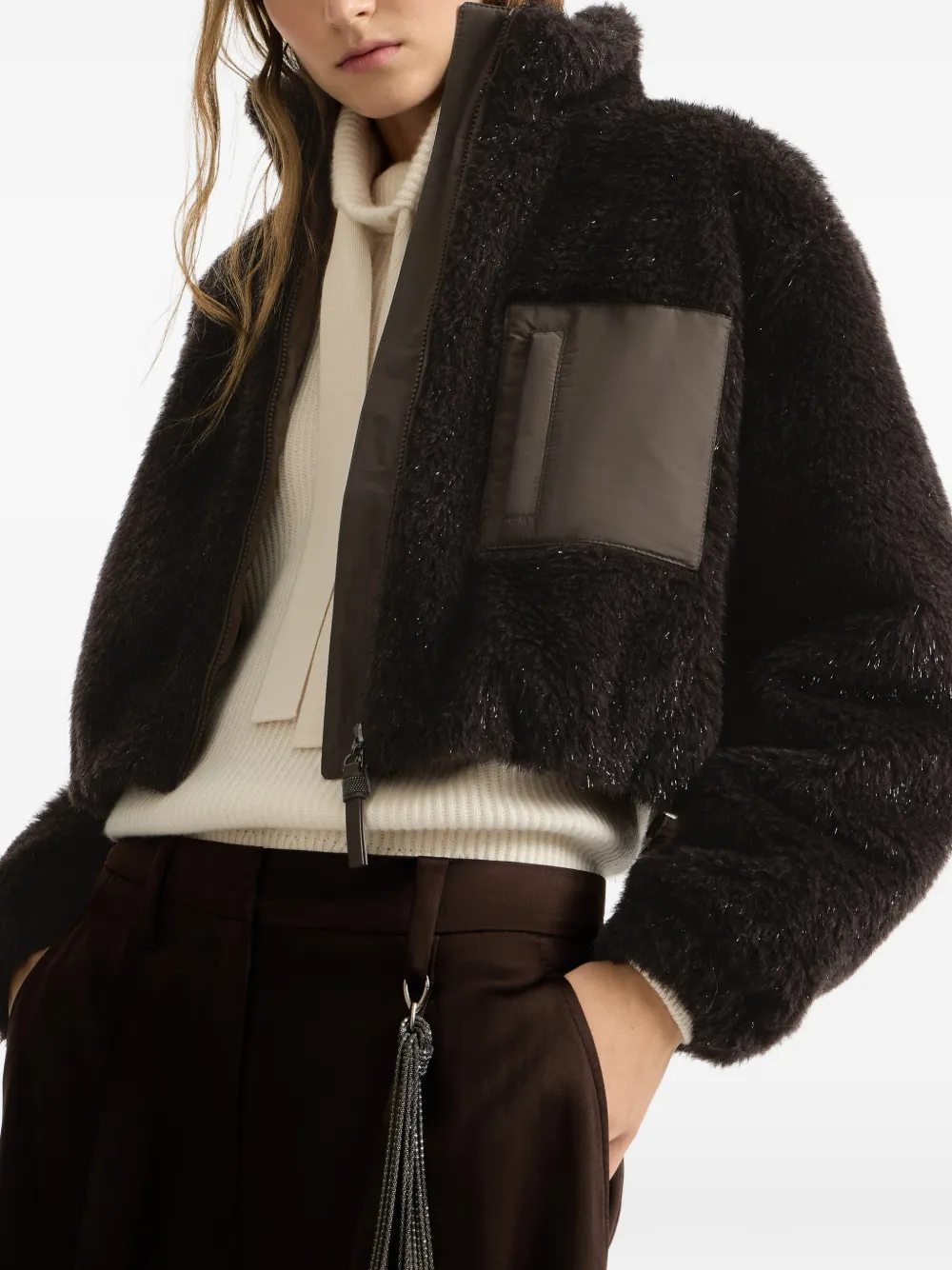 Brunello Cucinelli Cropped jack met glitters Bruin