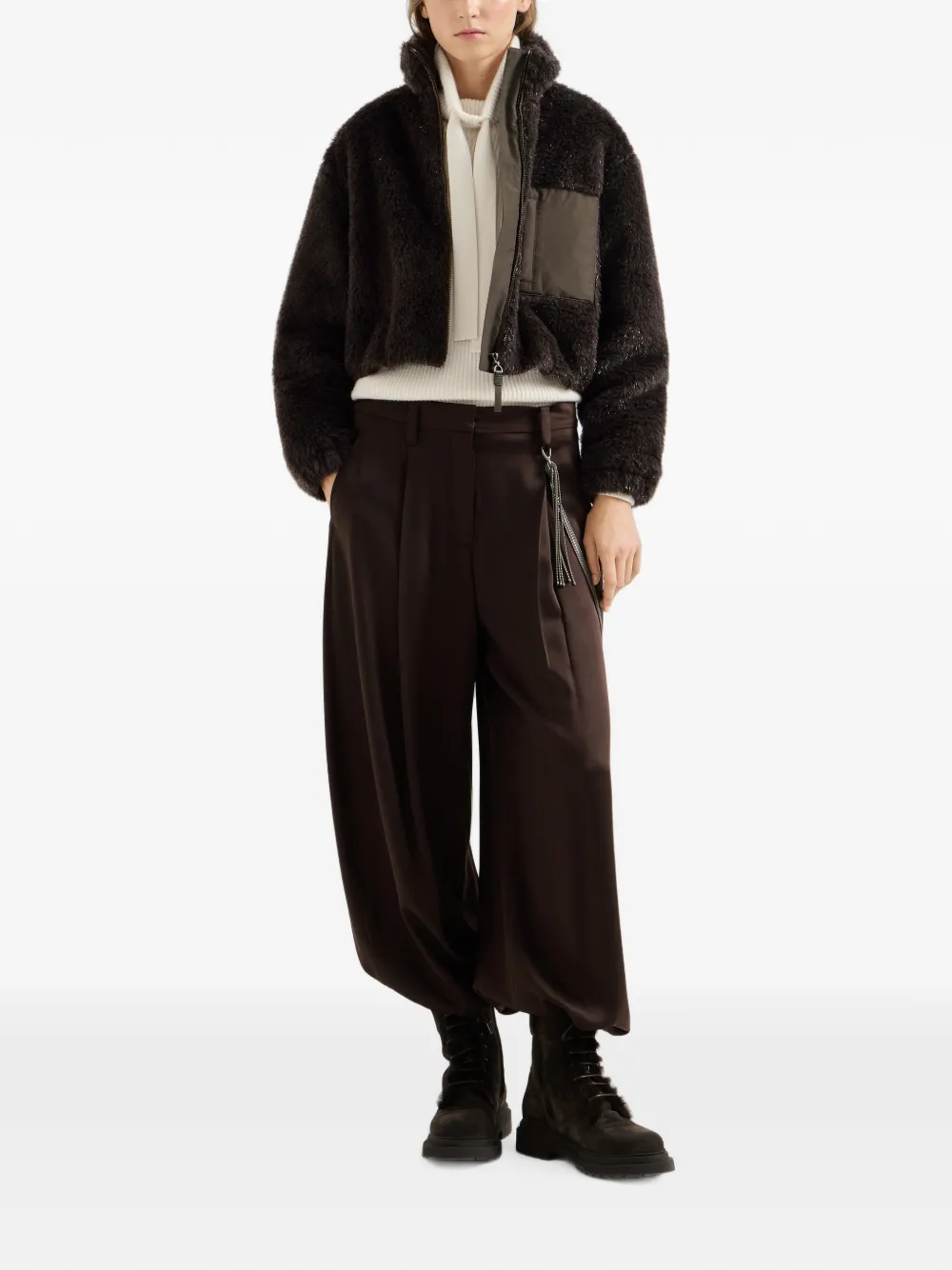 Brunello Cucinelli Cropped jack met glitters Bruin