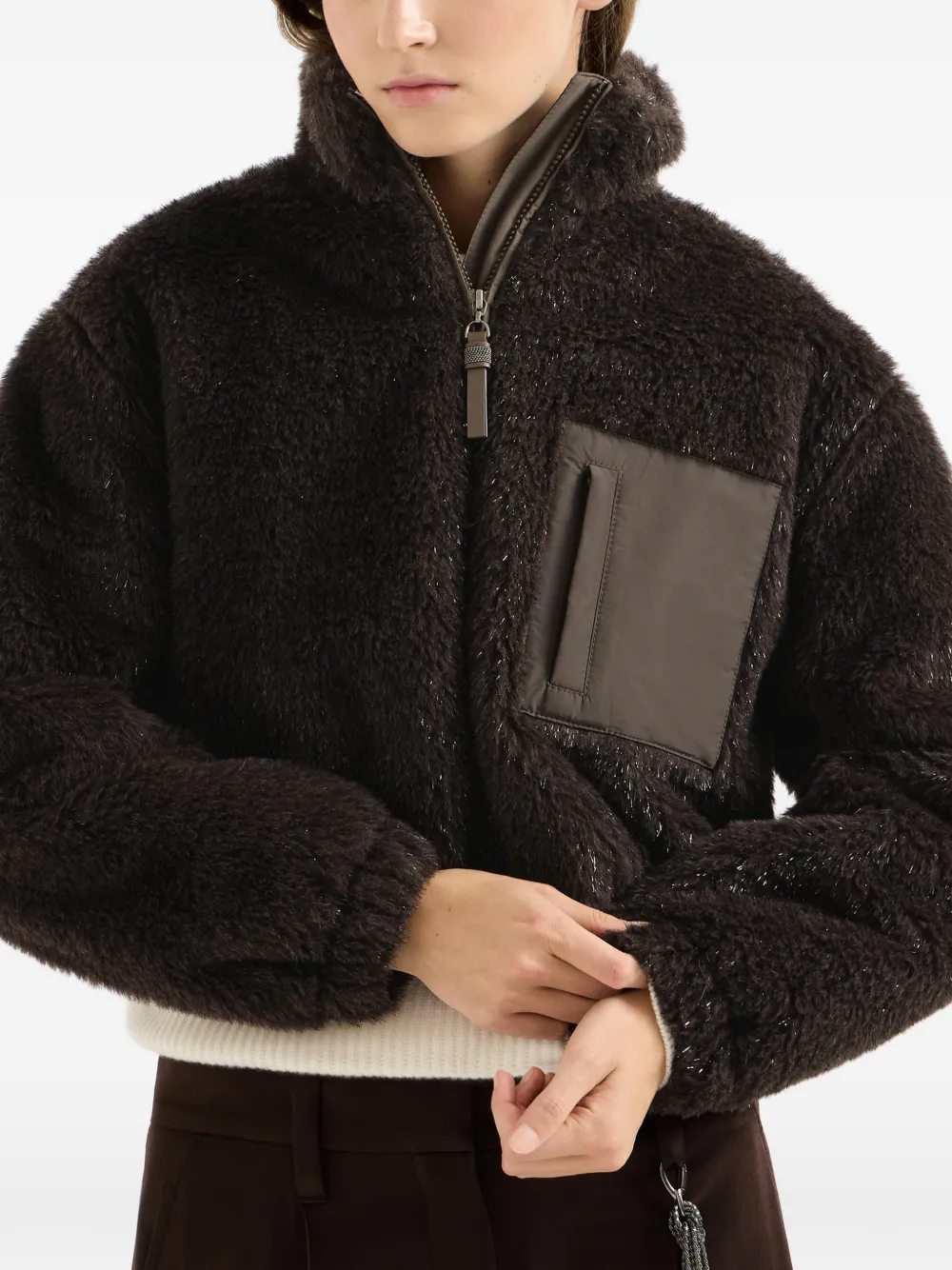 Brunello Cucinelli Cropped jack met glitters Bruin