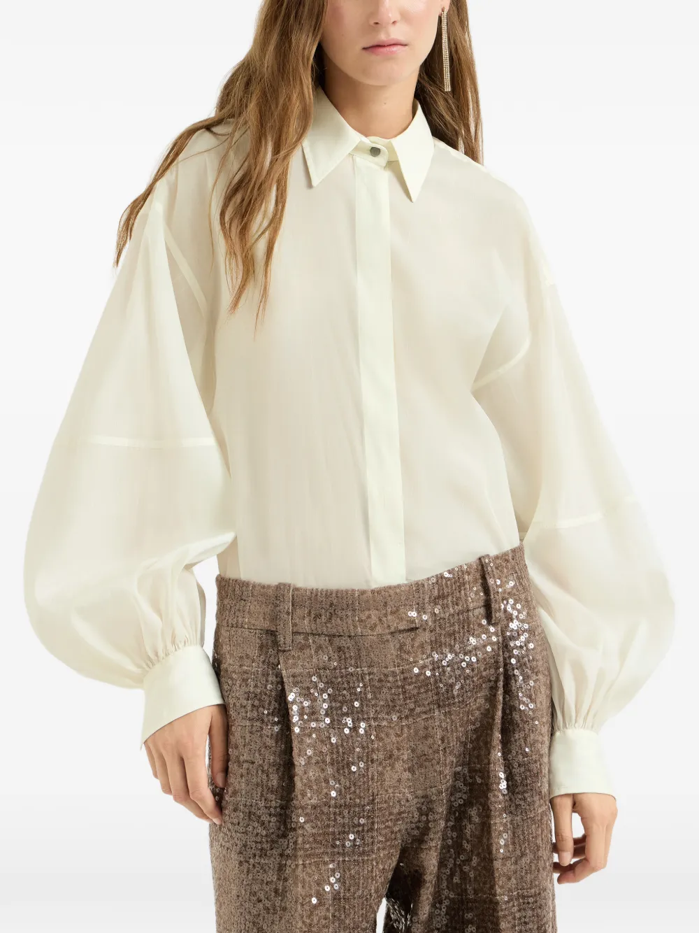 Brunello Cucinelli Monili blouse met krijtstreep Wit