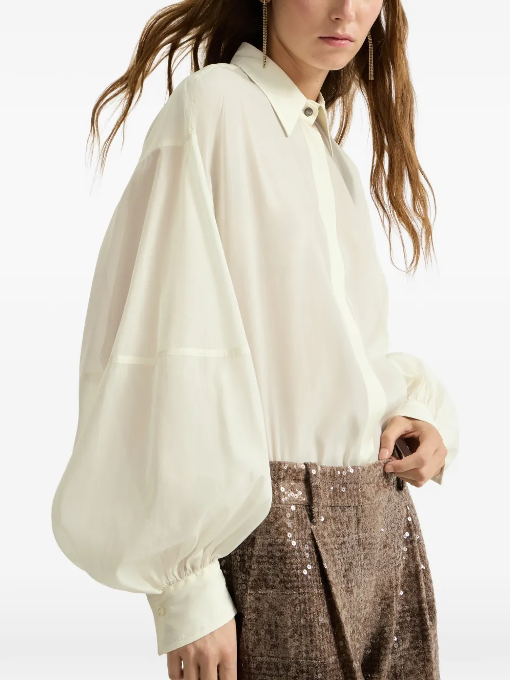Brunello Cucinelli Monili blouse met krijtstreep Wit