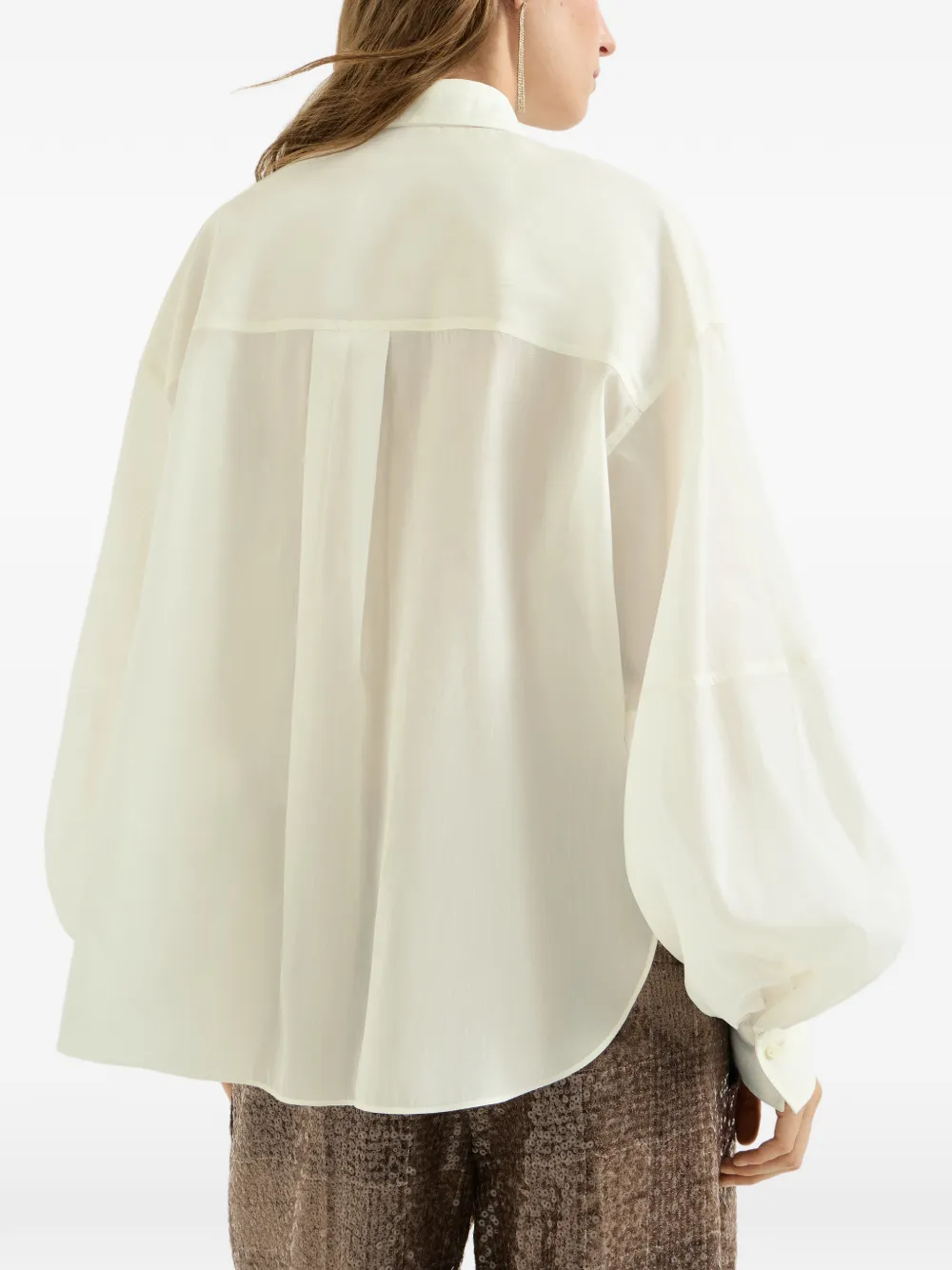 Brunello Cucinelli Monili blouse met krijtstreep Wit
