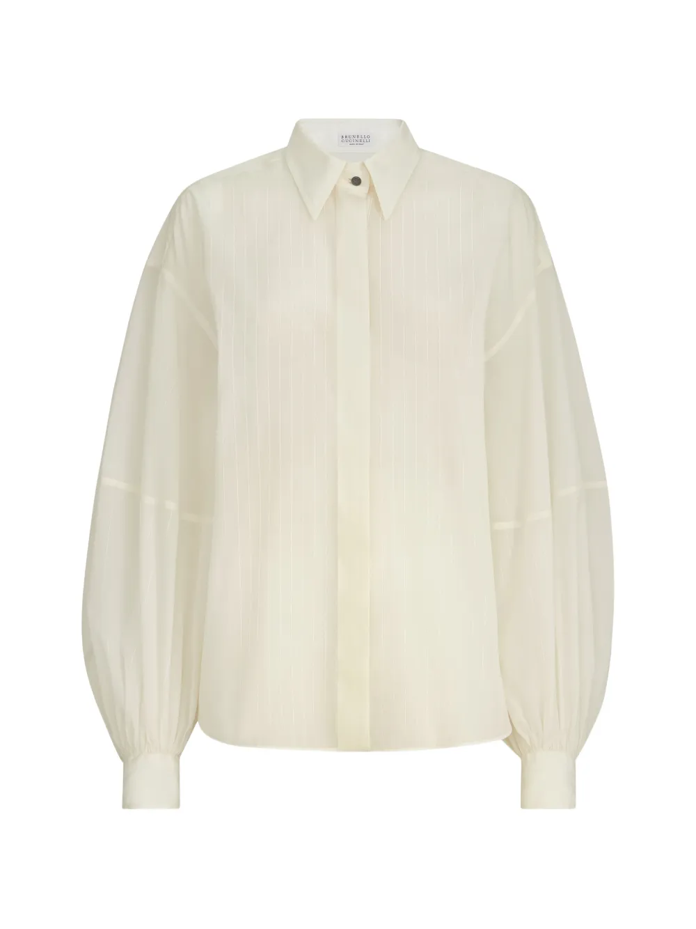 Brunello Cucinelli Camicia gessata Monili - Bianco