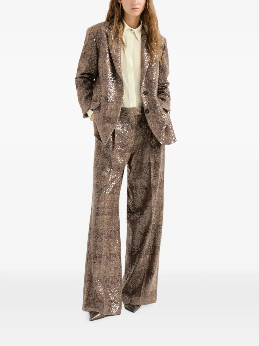 Brunello Cucinelli Monili blouse met krijtstreep Wit