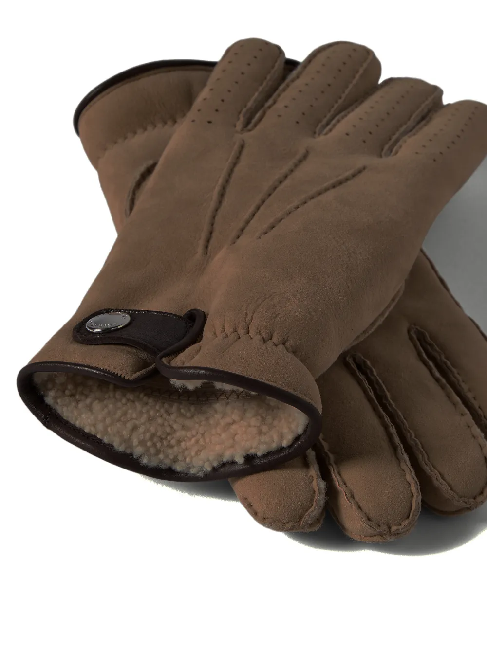 Brunello Cucinelli Suède handschoenen met lammy voering Beige