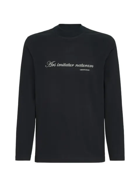 Brunello Cucinelli cotton jersey long sleeve mock neck T-shirt with embroidery